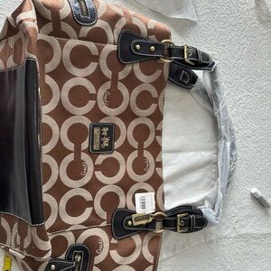 Coach Brown and Cream Signature Tote